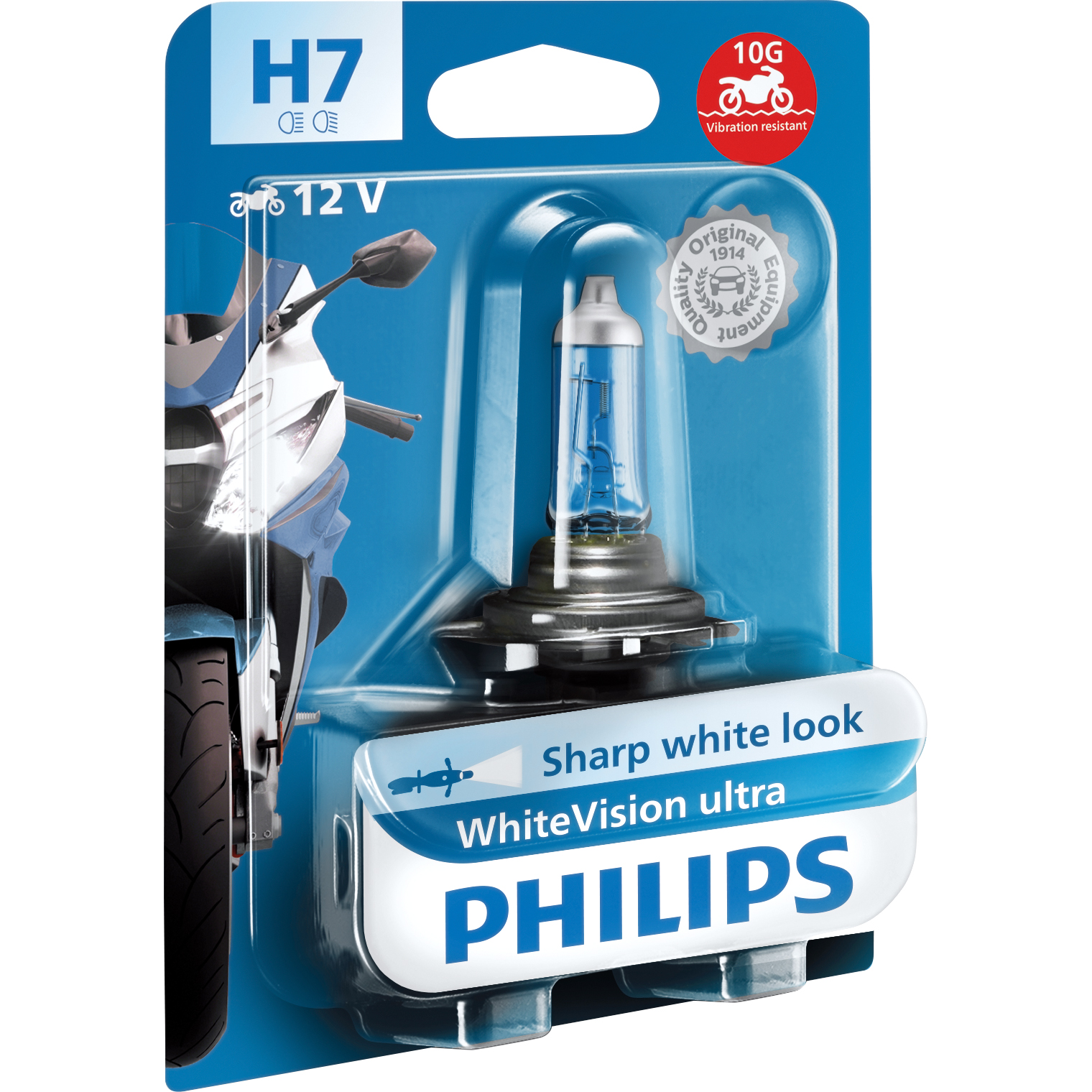 Philips-H7 Glühbirne WhiteVision ultra moto +60% 12V 55W PX26d-5751521000000700