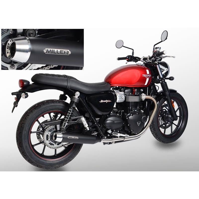 Miller Exhaust Auspuff Tapered schwarz/poliert für Street Twin 2016-2020 - Motorradteile & Ersatzteile - Auspuff