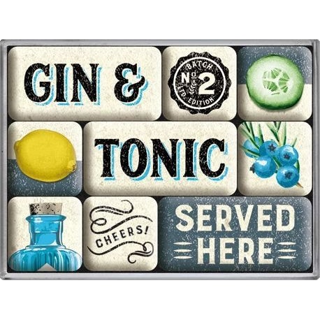 Nostalgic-Art-Magnet-Set - "Gin & Tonic Served Here"-0002865