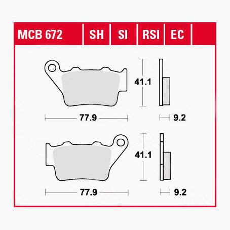 TRW Lucas Bremsbeläge organisch MCB672 77,9x41,1x9,2mm - Motorradteile & Ersatzteile - Bremsen