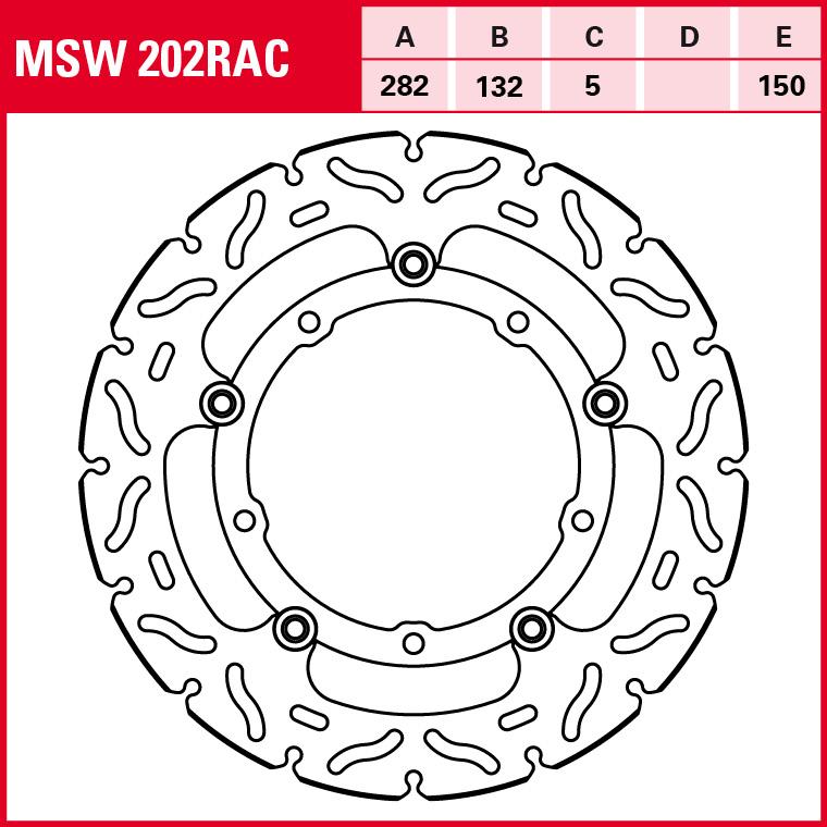 TRW Lucas Bremsscheibe RAC schwimmend MSW202RAC 282/132/150/5mm - Motorradteile & Ersatzteile - Bremsen