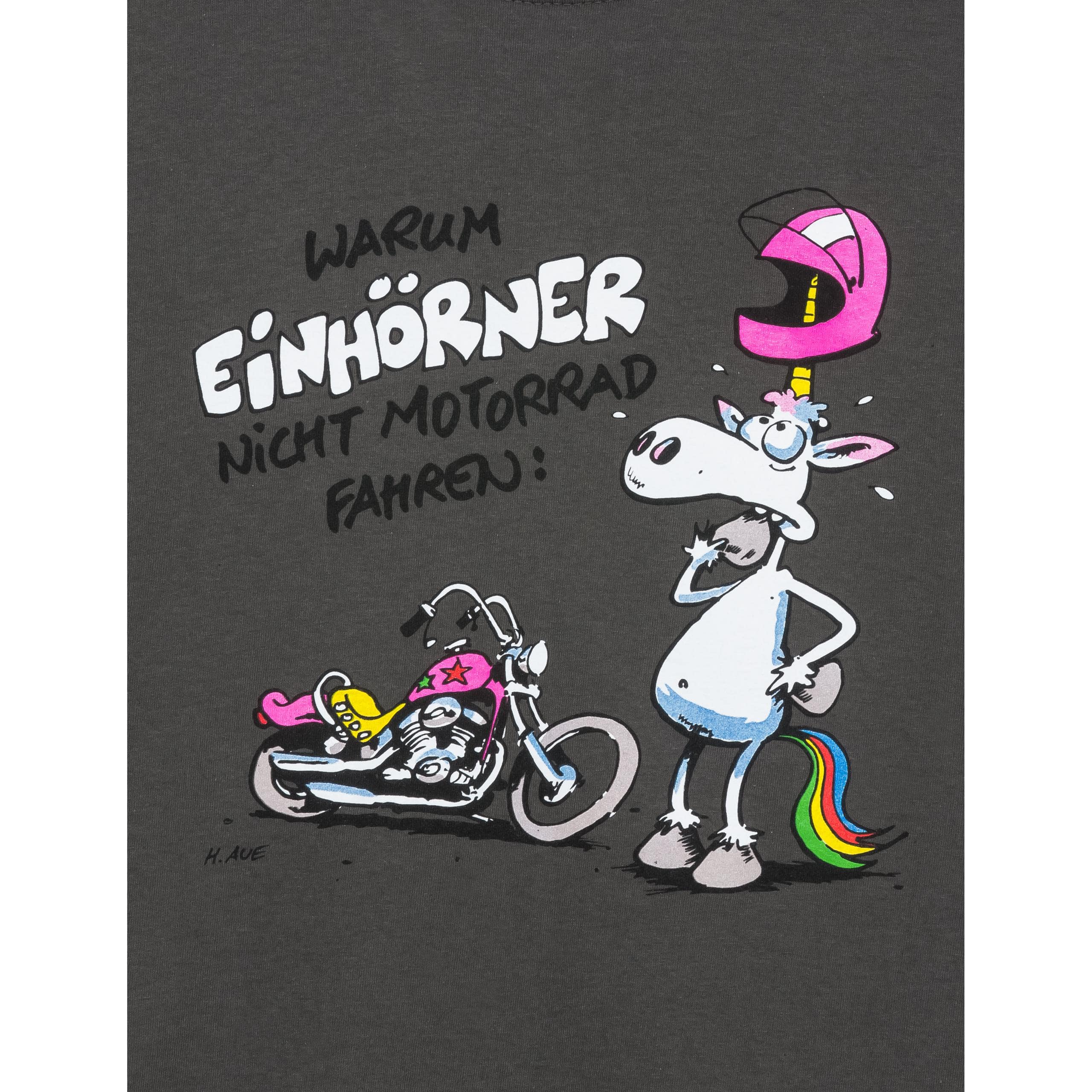 Motomania-Damen T-Shirt "Einhorn" anthrazit XL-8018911999010011