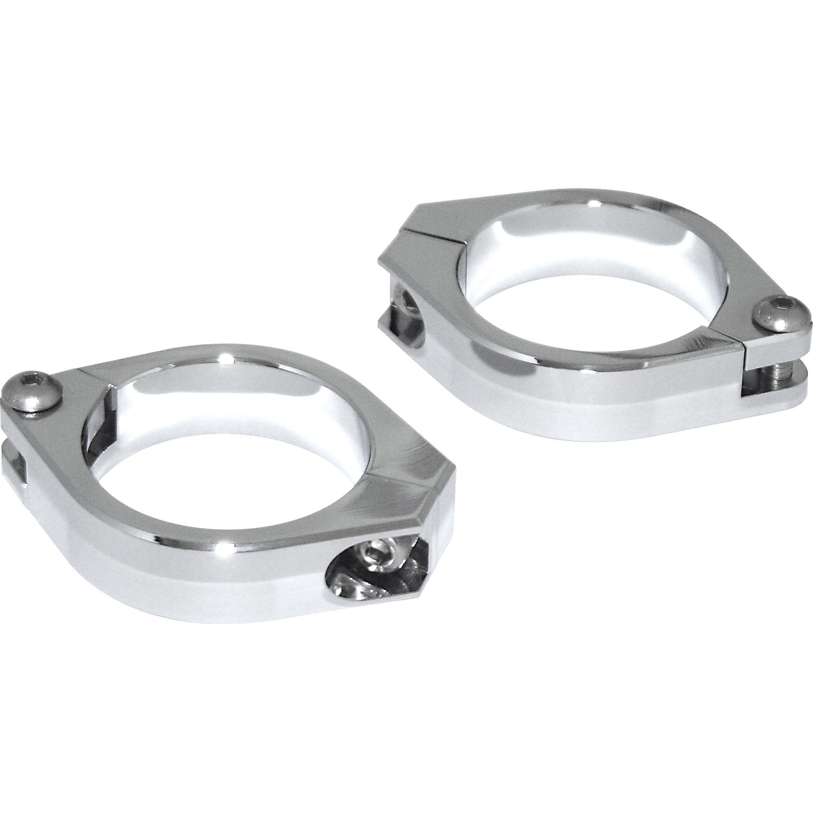 Highsider Standrohrschellenpaar Alu CNC 42-43mm chrom - Motorradteile & Ersatzteile - Beleuchtung