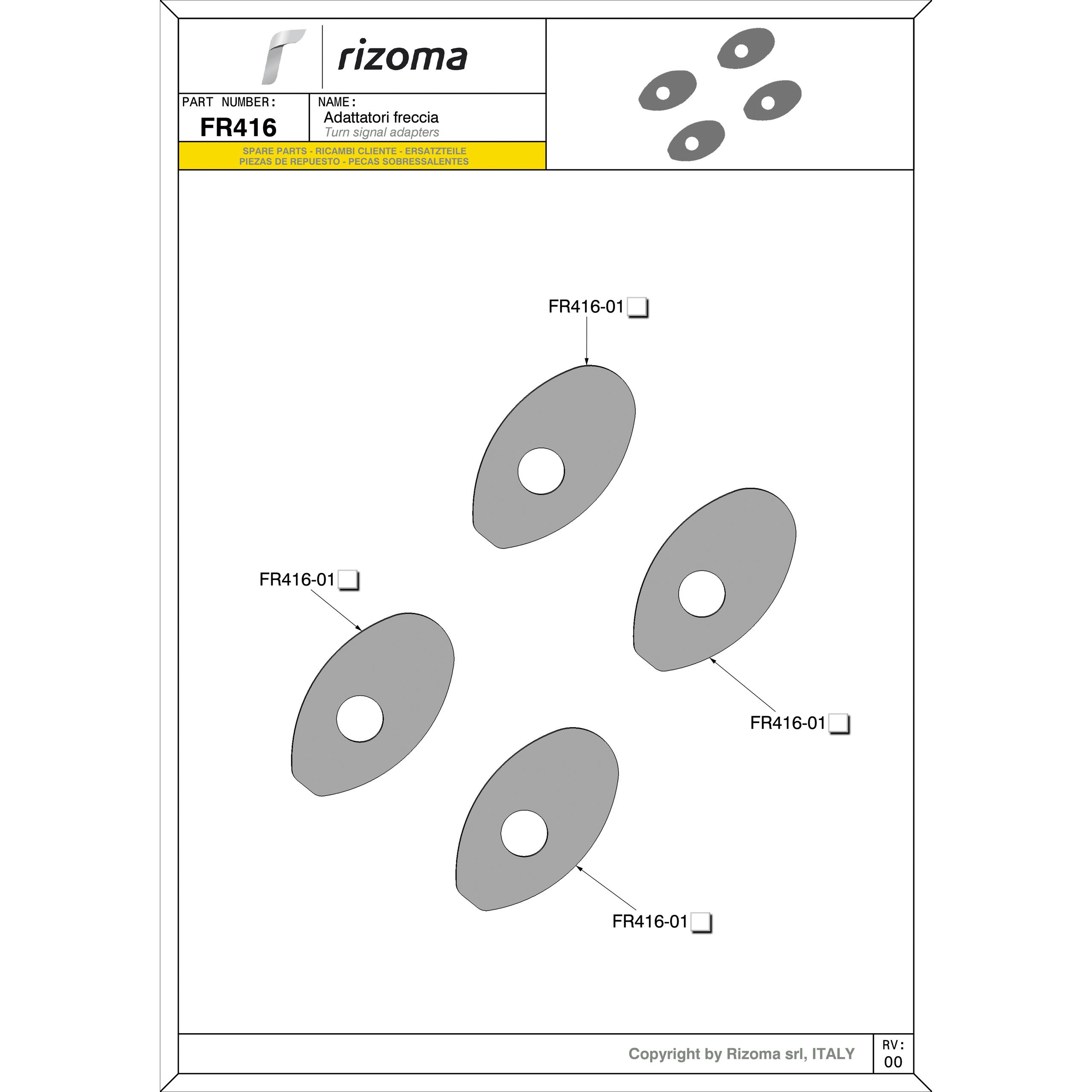 Rizoma kit adaptateurs clignotants FR416B 22x38mm pour MV Agusta