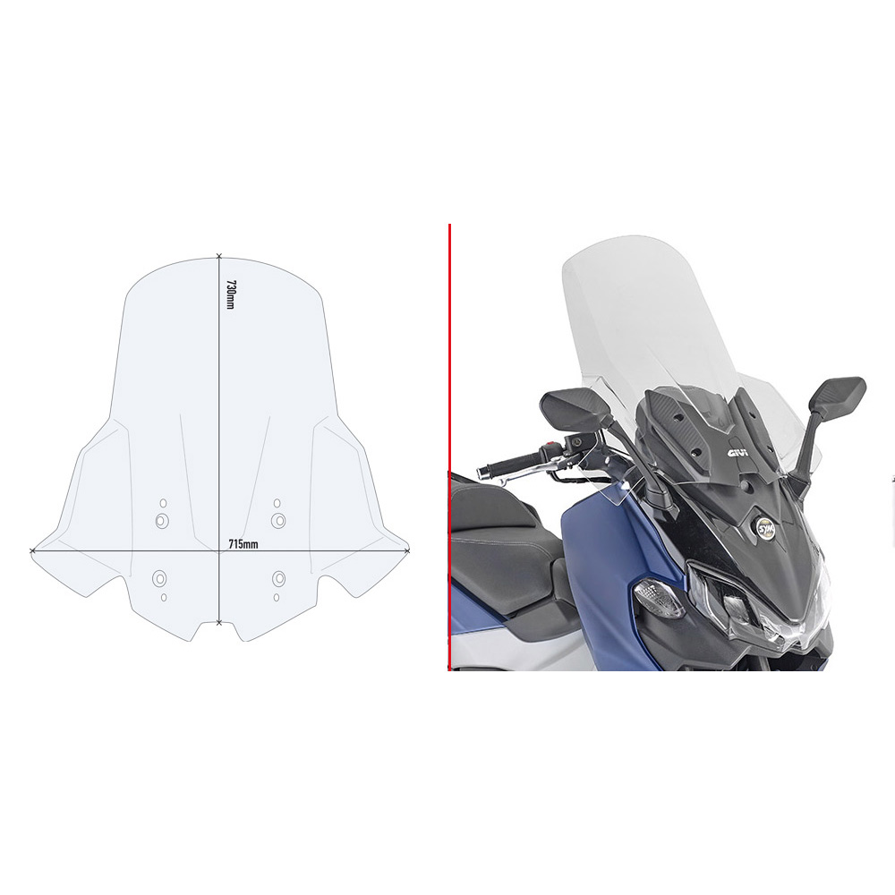 Givi Verkleidungsscheibe D7060STG klar für Sym Maxsym TL 500 20- - Motorradteile & Ersatzteile - Anbauteile