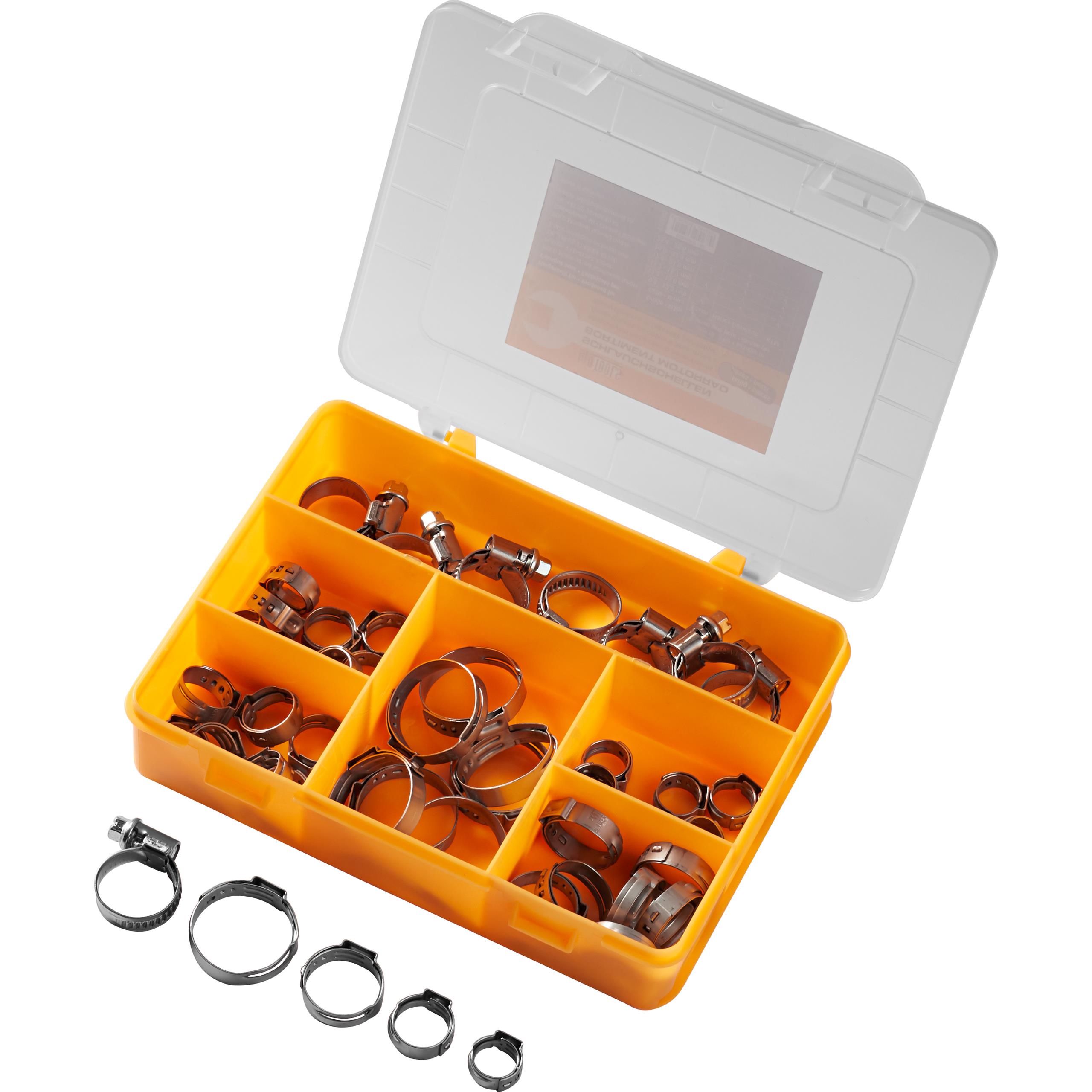 Hi-Q Tools Schlauchschellensortiment Motorrad 6 Größen 48-teilig - Motorradzubehör - Werkstattzubehör