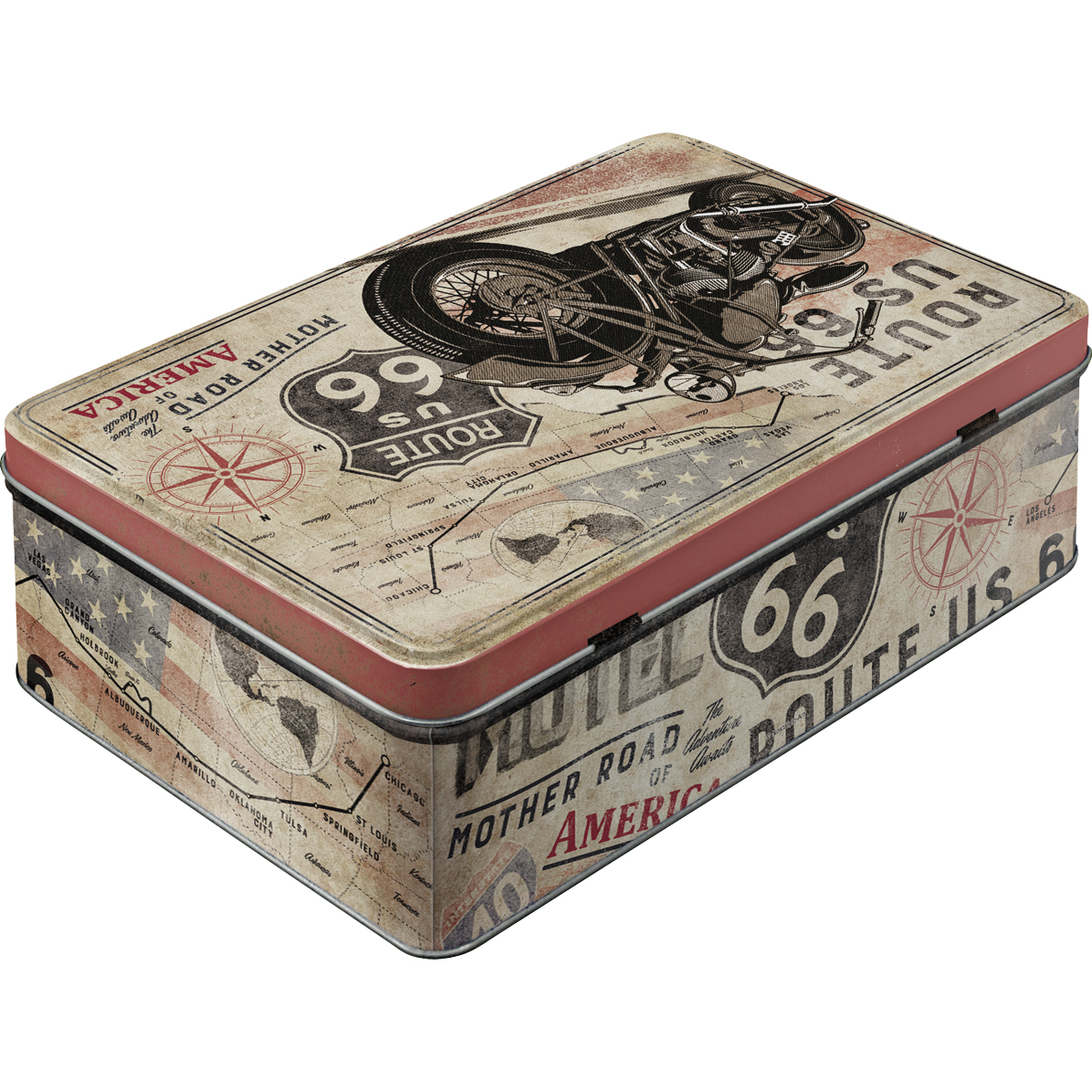 Nostalgic-Art-Vorratsdose Flach Route 66 Bike Map-5743111207000211