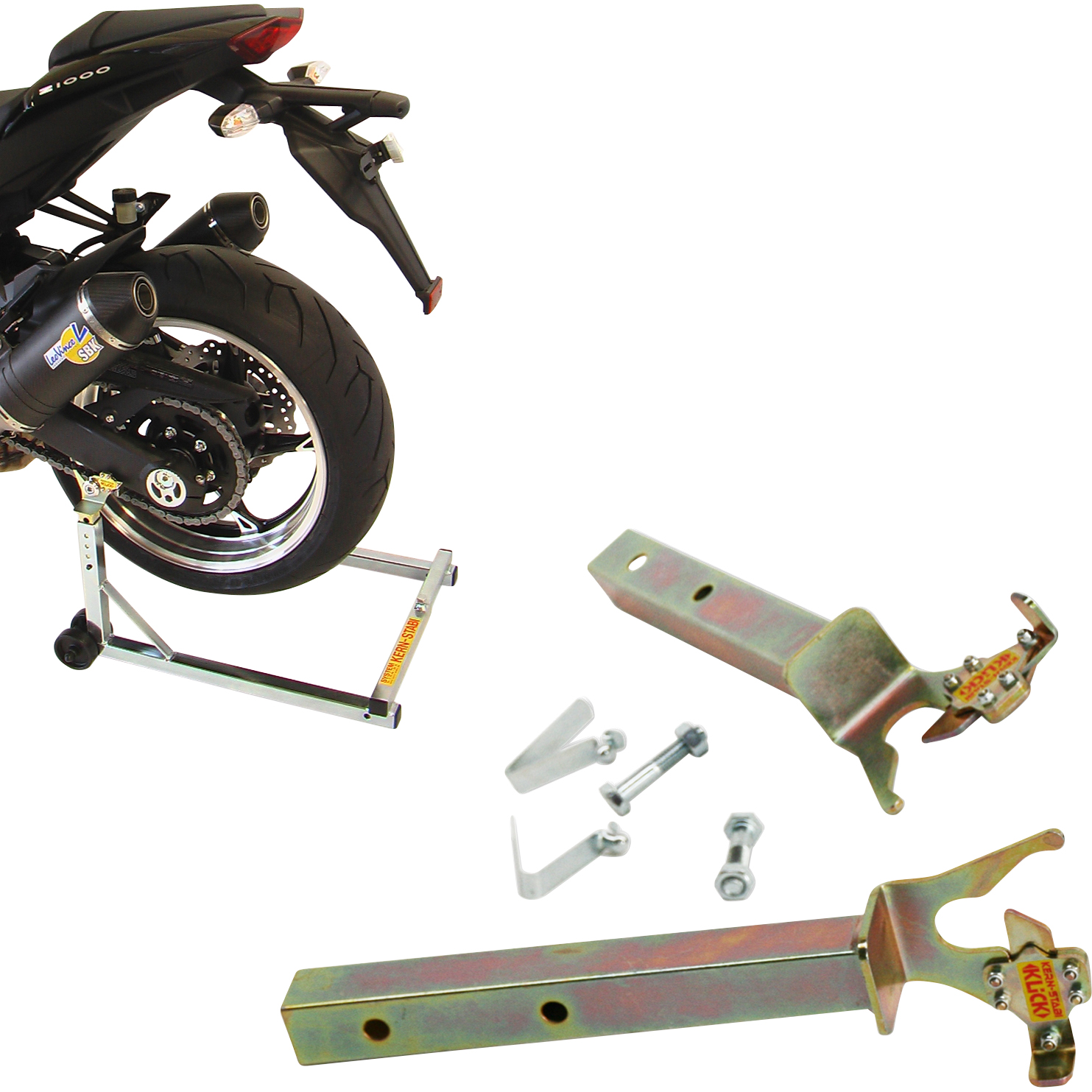 Kern-Stabi Klick Racing Aufnahmeadapter hinten für Vierkant M10/M12 (21 - Motorradzubehör - Aufbockvorrichtungen