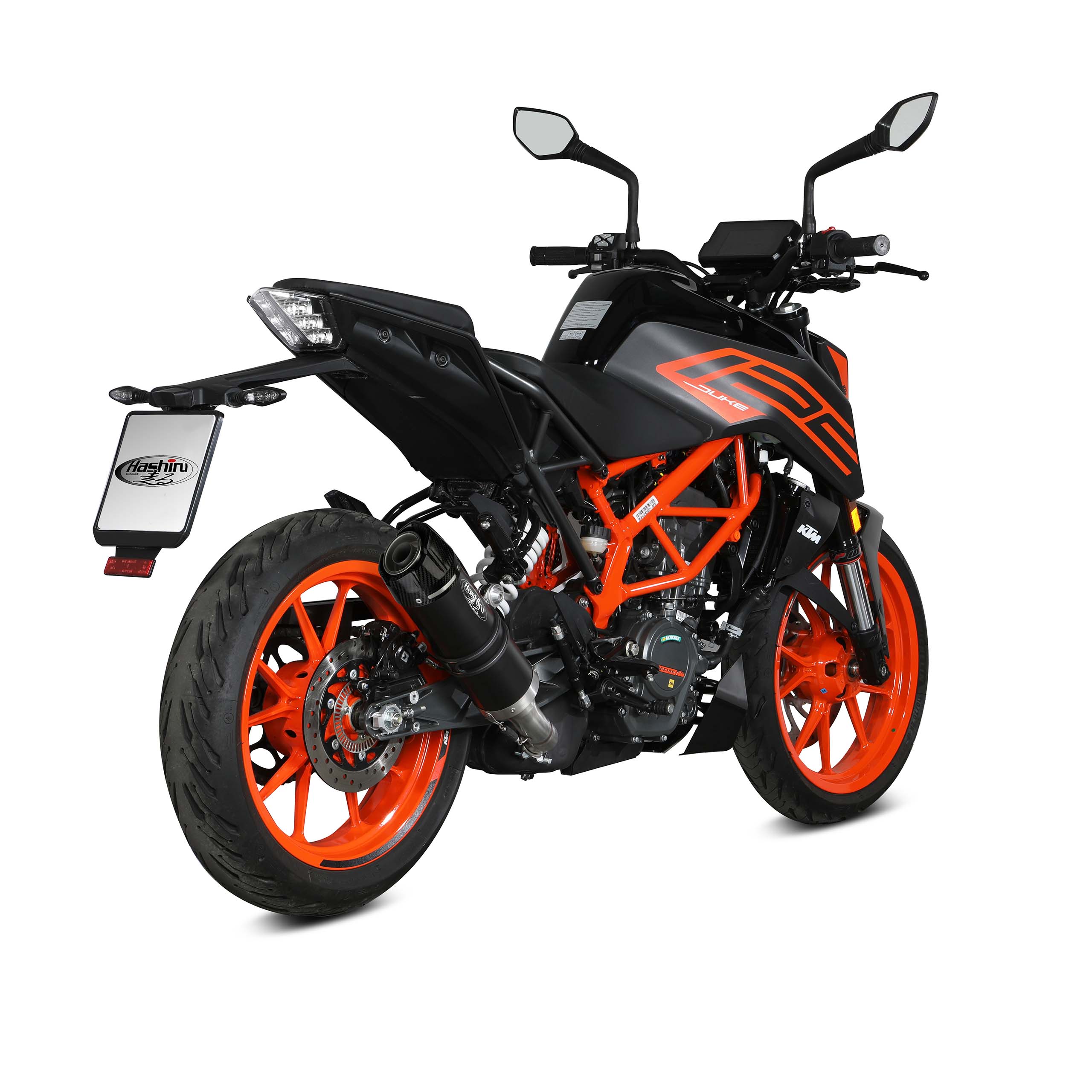 Hashiru-Auspuff ST06 schwarz/carbon für KTM Duke 125/390 2021-2023-0000575003000025