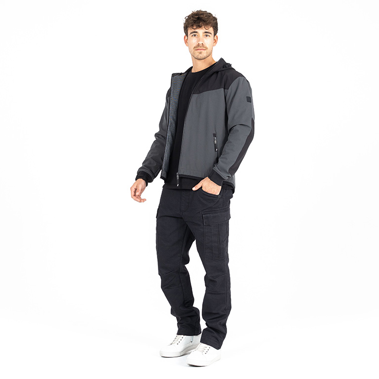 John Doe-XTM Softshell Rip-Stop Hoodie V3 grau/schwarz M-0001678005058009