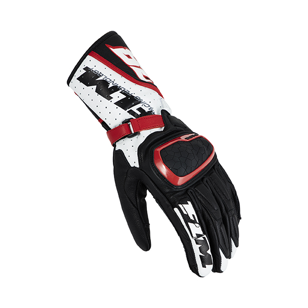 FLM-Mandalika Racing Damen Lederhandschuh lang schwarz/rot-3118091999002