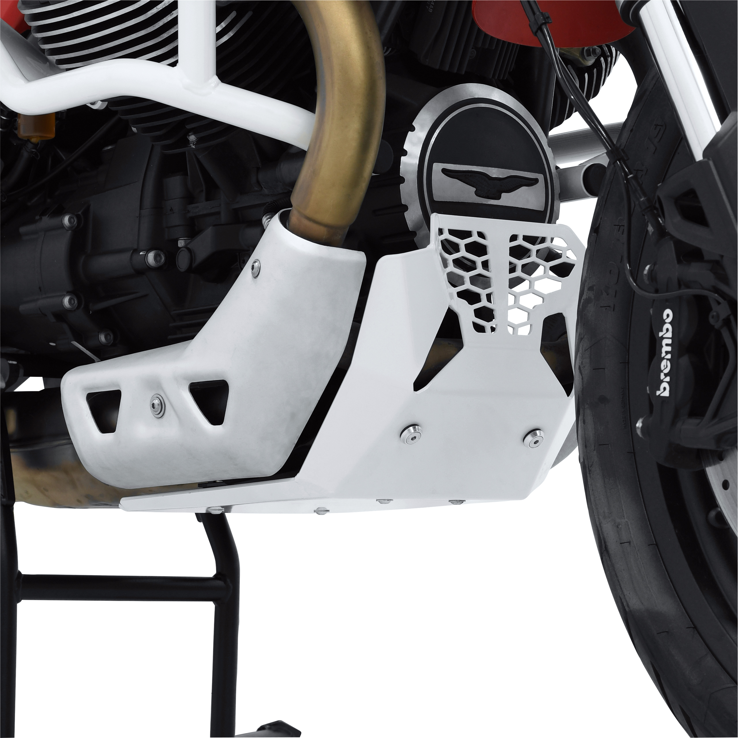 Zieger Motorschutz Alu weiß für Moto Guzzi V85 TT - Motorradteile & Ersatzteile - Verkleidungen & Abdeckungen