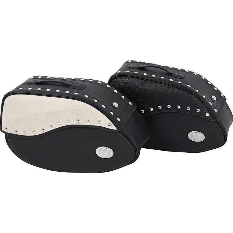 Hepco & Becker-Ledersatteltaschenpaar Ivory 60 Liter schwarz/elfenbein-5647151197000300