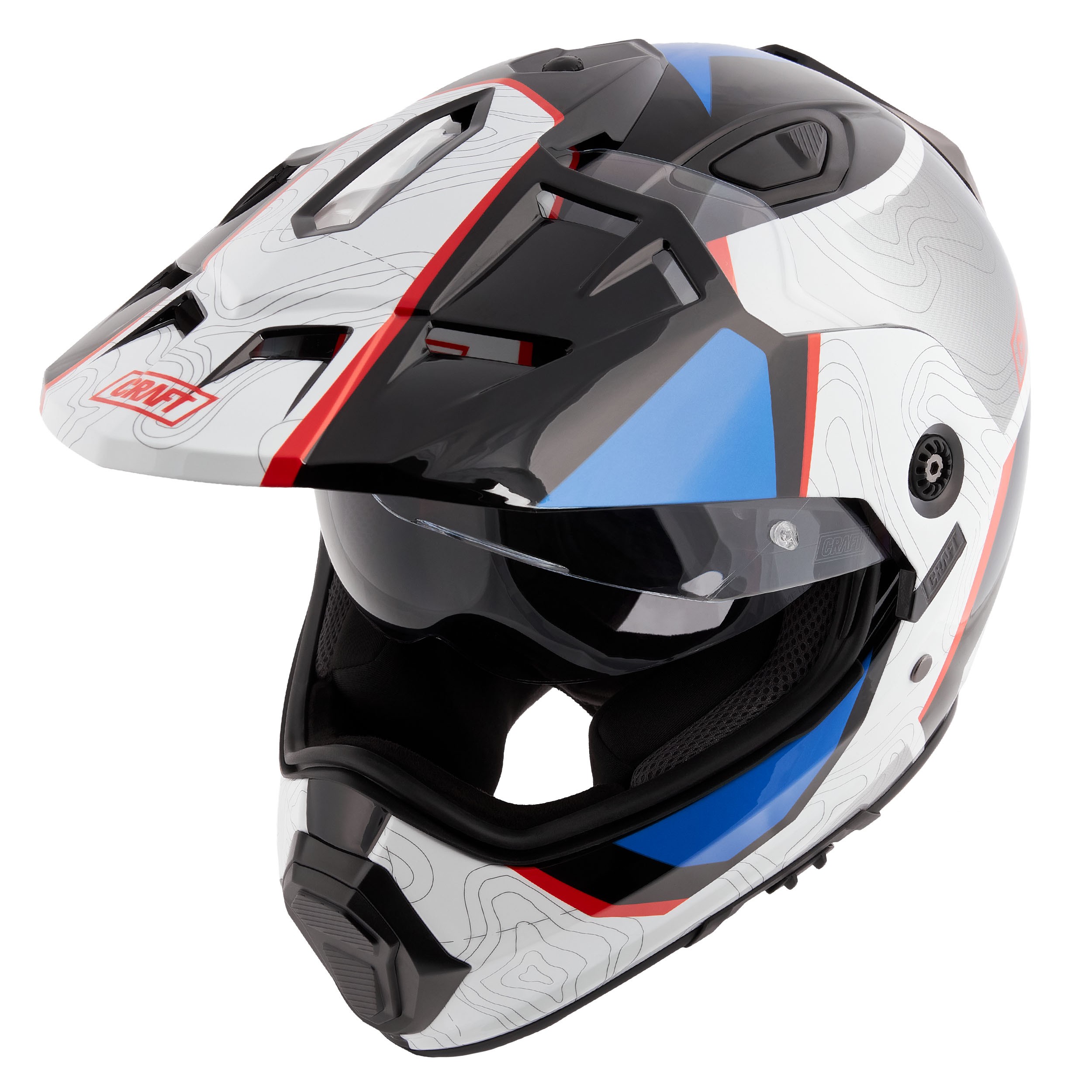 Craft Fiberglas Endurohelm Rot/Weiß/Blau Dekor #26 L - Helme & Brillen - Motorradhelme