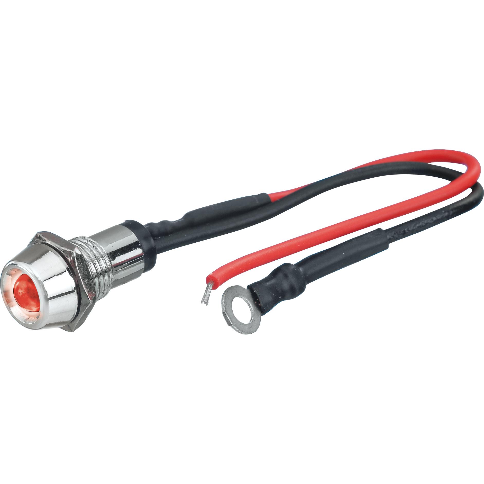 FOLIATEC LED Einbaukontrollleuchte M8 chrom/rot - Motorradteile & Ersatzteile - Beleuchtung