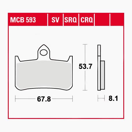 TRW Lucas Bremsbeläge Sintermetall Street MCB593SV 67,8x53,7x8,1mm - Motorradteile & Ersatzteile - Bremsen