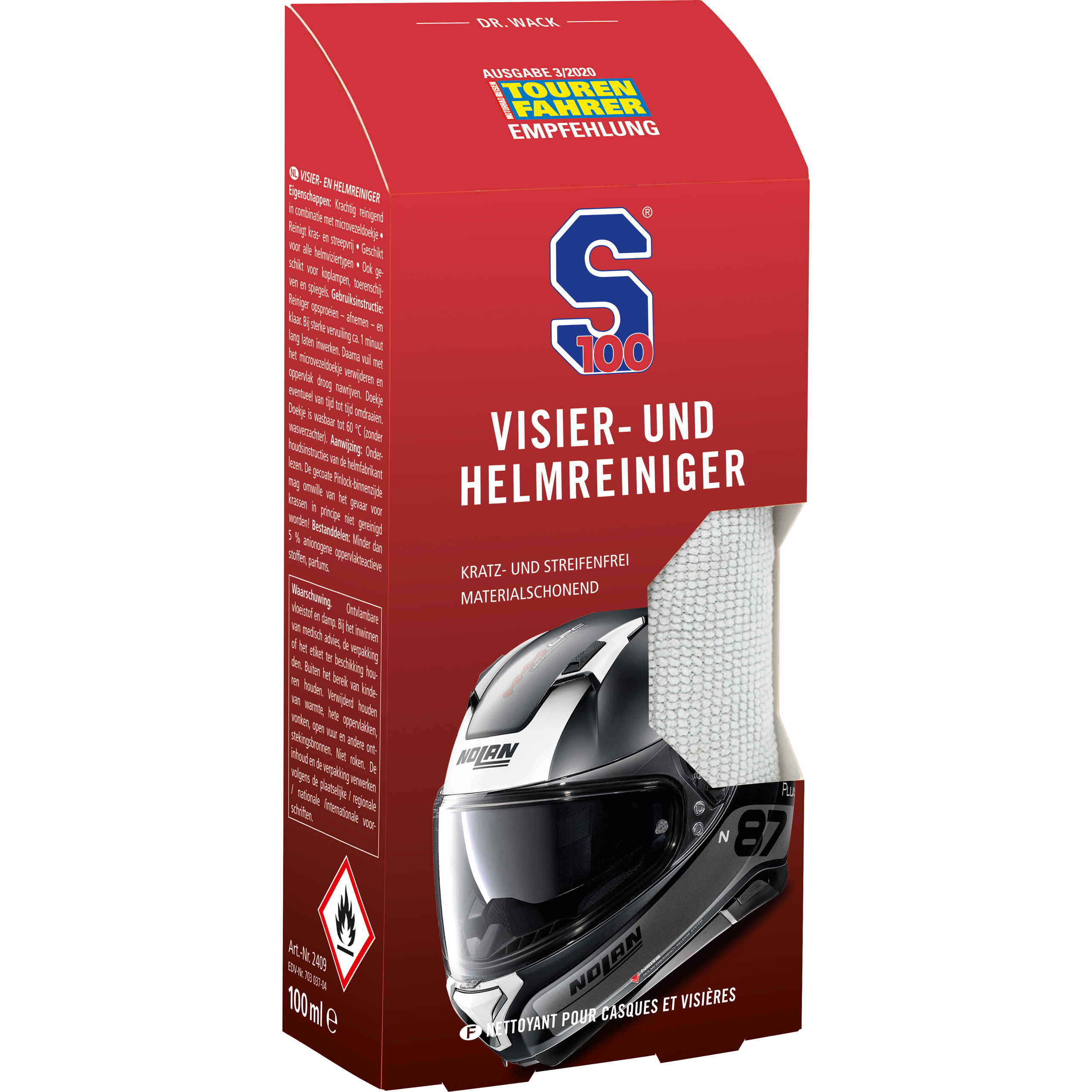 S100 Visier- und Helmreiniger mit Mikrofasertuch 100ml - Helme & Brillen - Motorradhelme Zubehör