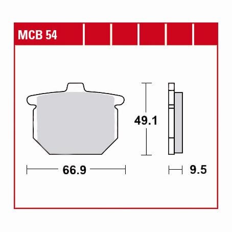 TRW Lucas Bremsbeläge organisch MCB54 66,9x49,1x9,5mm - Motorradteile & Ersatzteile - Bremsen