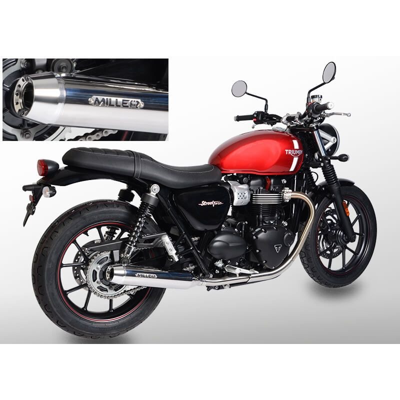 Miller Exhaust Auspuff Tapered poliert für Triumph Street Twin 2016-2020 - Motorradteile & Ersatzteile - Auspuff