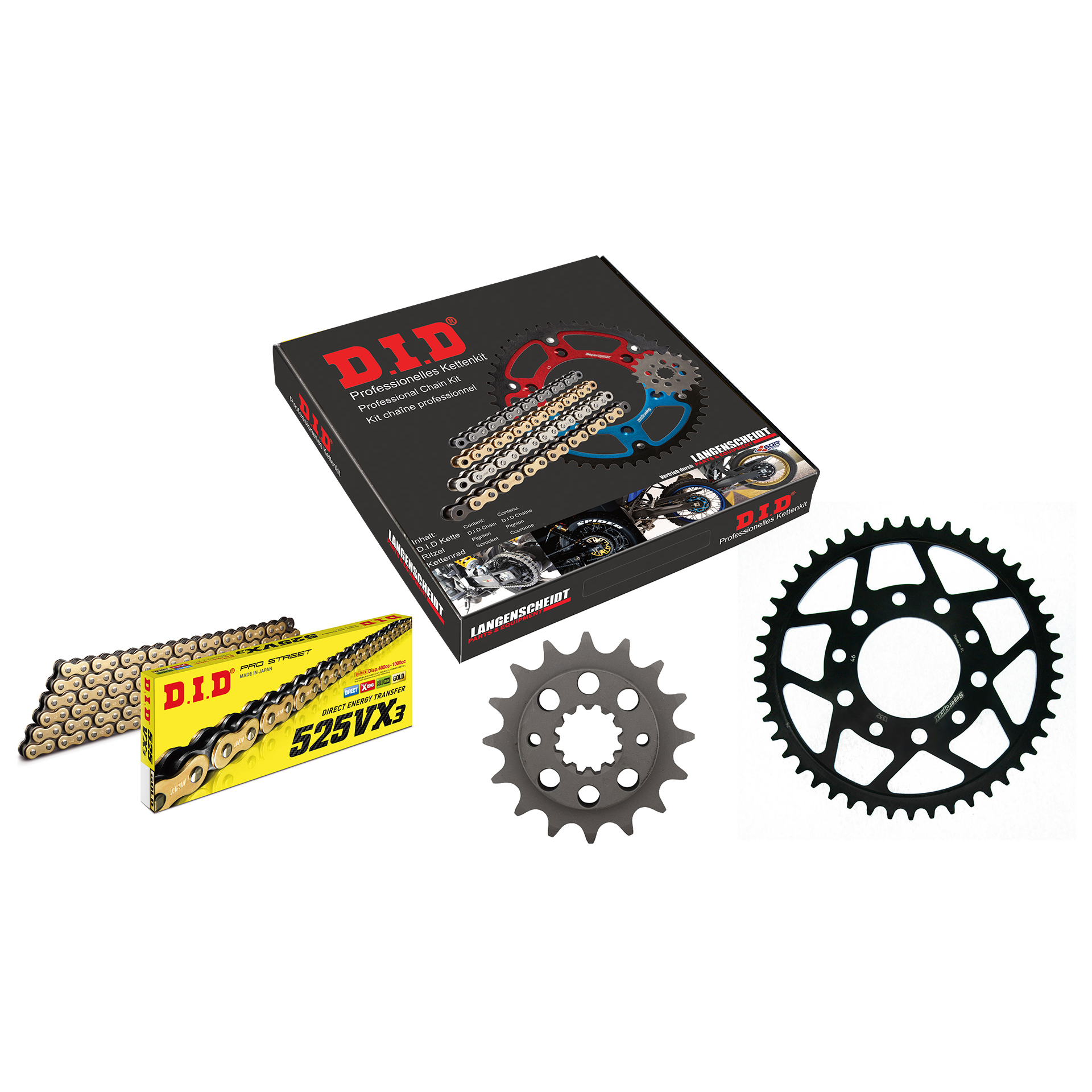 D.I.D. Kettenkit 525VX3(G&B) Niet X 16/46/124 für XRV 750 Africa Tw - Motorradteile & Ersatzteile - Kraftübertragung