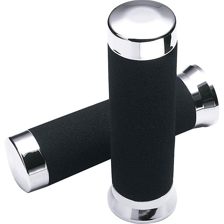 Hashiru Schaumgriffpaar ST10 mit Chromkappen für 22mm - Motorradteile & Ersatzteile - Lenker, Griffe & Hebel