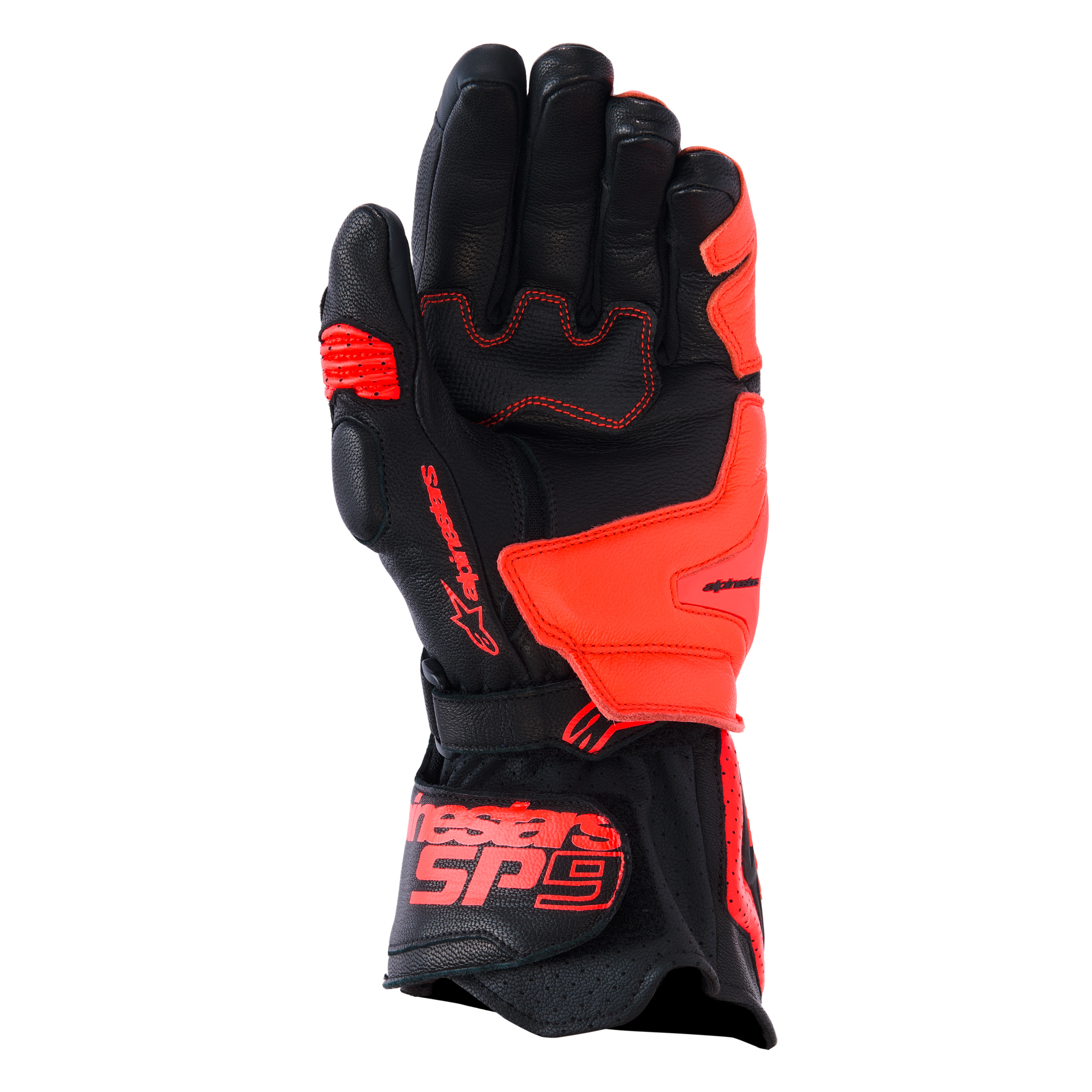Alpinestars-SP-9 Sporthandschuh lang schwarz/fluo rot-0001715006045