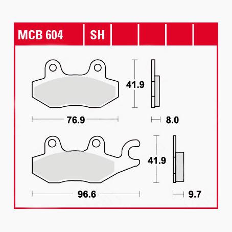 TRW Lucas Bremsbeläge organisch MCB604 96,6x41,9x9,7/76,9x41,9x8mm - Motorradteile & Ersatzteile - Bremsen
