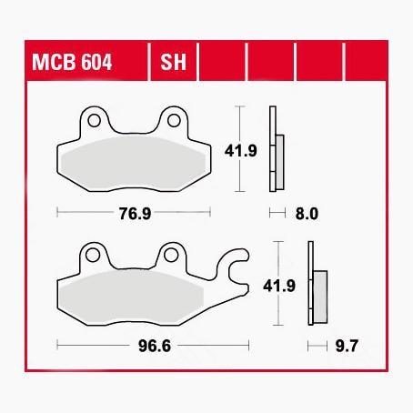 TRW Lucas Bremsbeläge organisch MCB604 96,6x41,9x9,7/76,9x41,9x8mm - Motorradteile & Ersatzteile - Bremsen