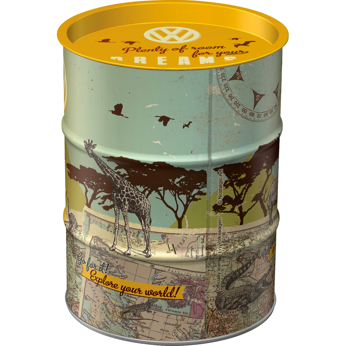 Nostalgic-Art-Spardose Ölfass "VW Bulli - Let's Get Lost"-5740971222010080