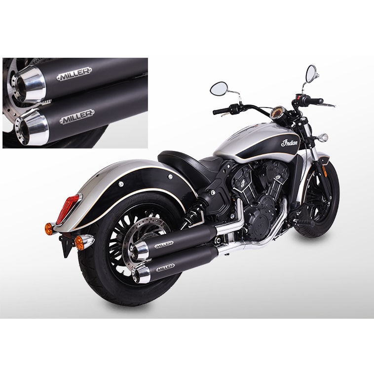 Miller Exhaust Auspuff Paar Tapered schwarz/poliert für Scout/Bobber 21-24 - Motorradteile & Ersatzteile - Auspuff