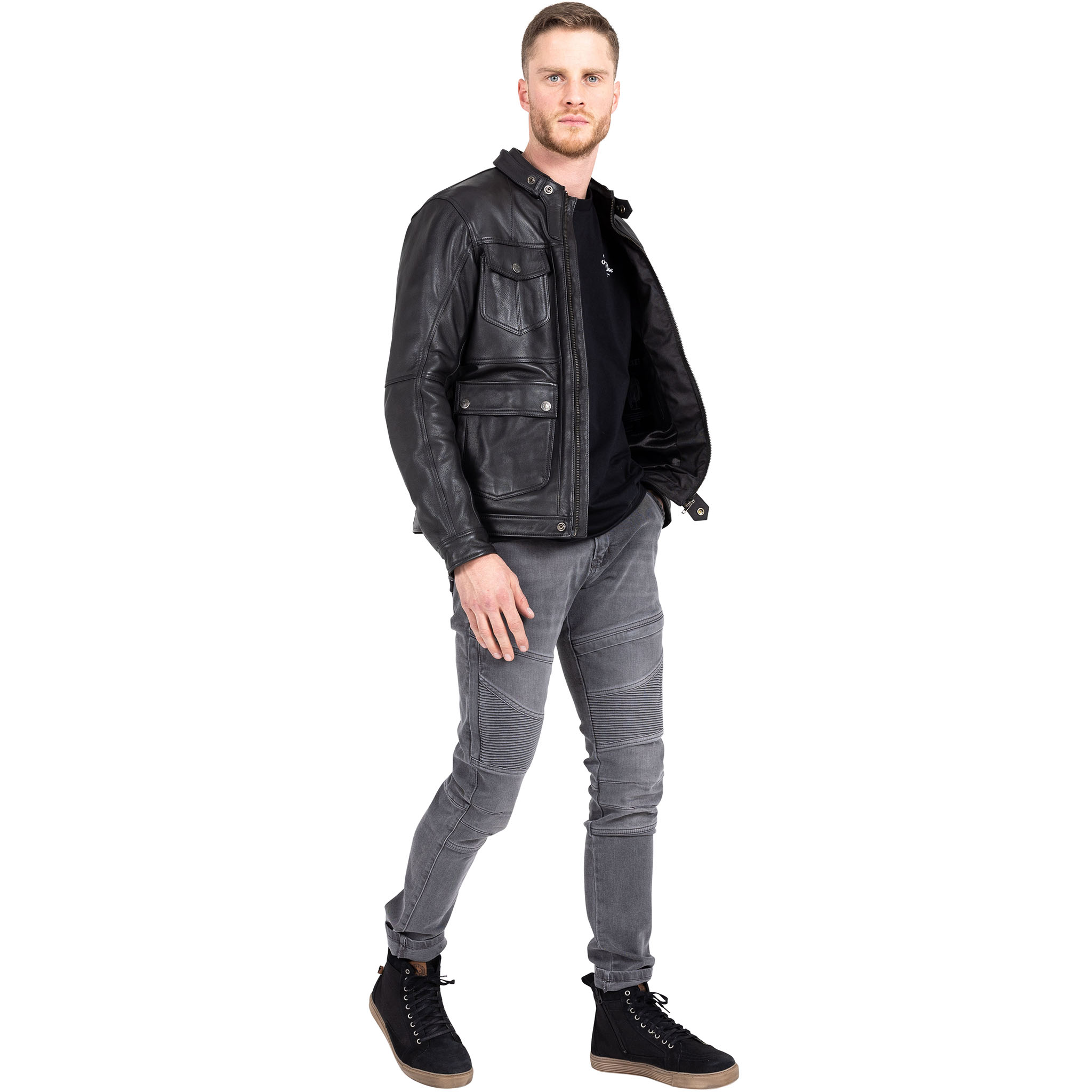 John Doe-Drifter Lederjacke schwarz-1000331999001