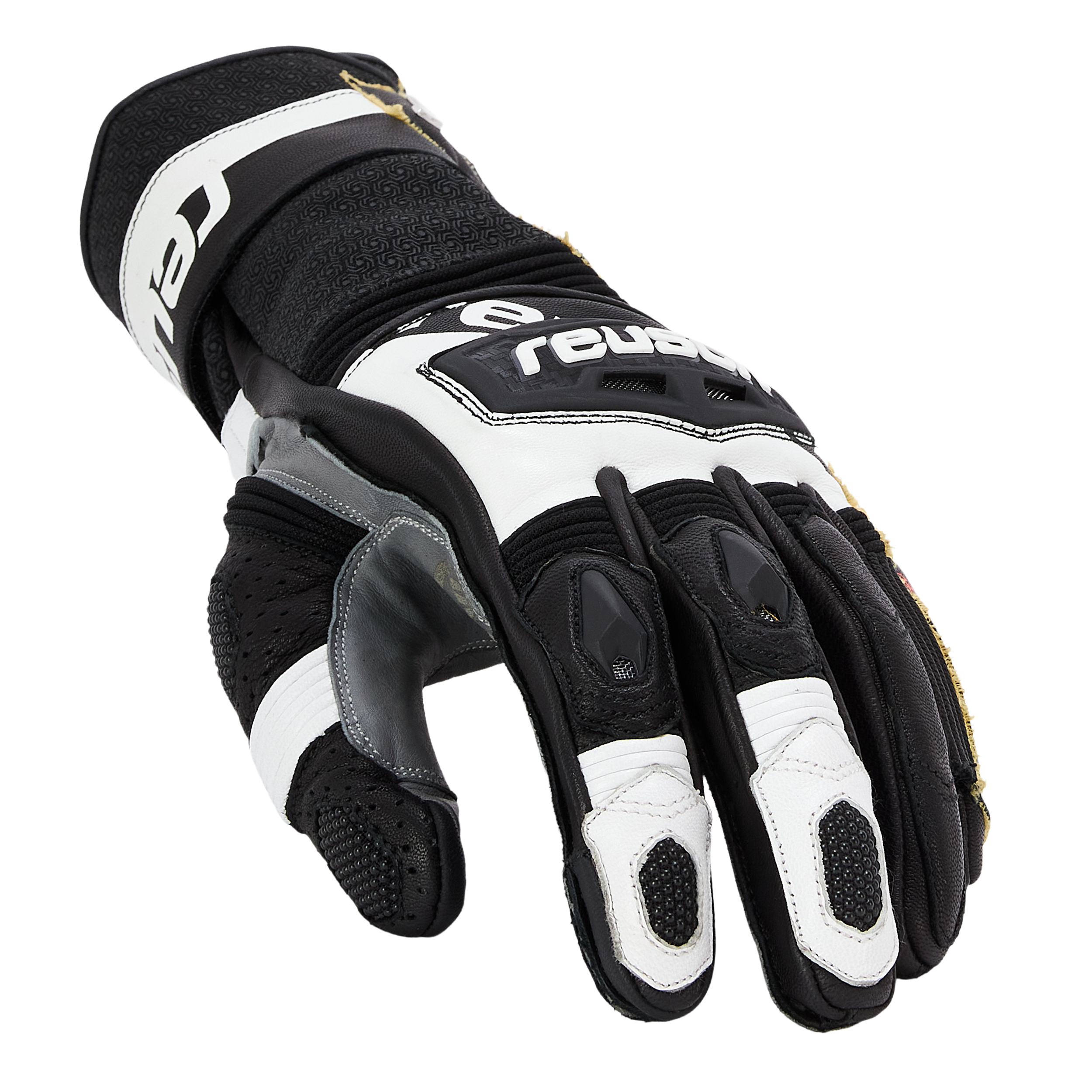 Reusch-Race Rider Lederhandschuh lang schwarz/weiß-0001015006031