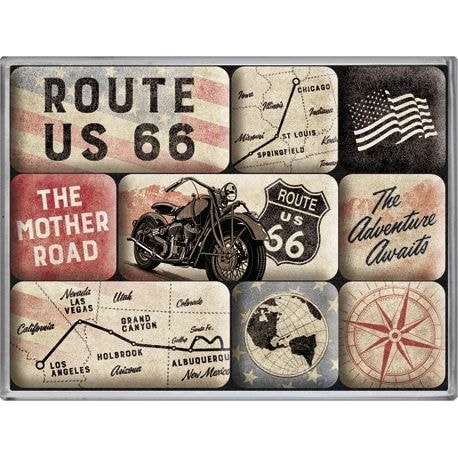 Nostalgic-Art-Magnet-Set - "Route 66 - Bike Map"-0002866207000000