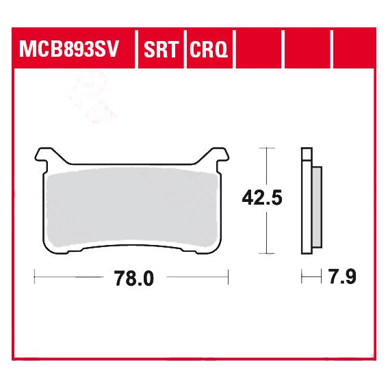 TRW Lucas Bremsbeläge Sintermetall Street MCB893SV 78x42,5x7,9mm - Motorradteile & Ersatzteile - Bremsen
