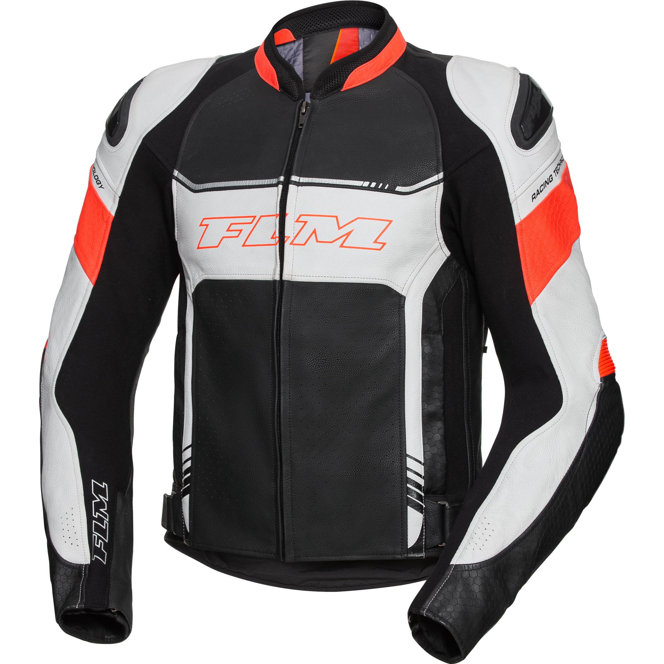 FLM Sports Leder Kombijacke 2.2 grau/rot 48 - Motorradbekleidung - Motorradjacken