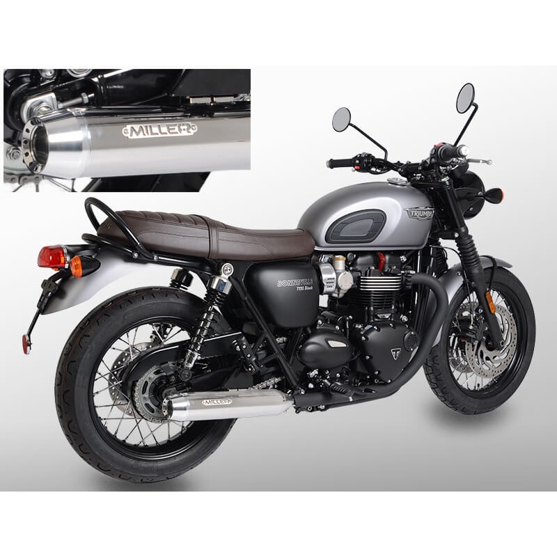 Miller Exhaust Auspuff Tapered poliert für Triumph Bonneville T100 17-20 - Motorradteile & Ersatzteile - Auspuff