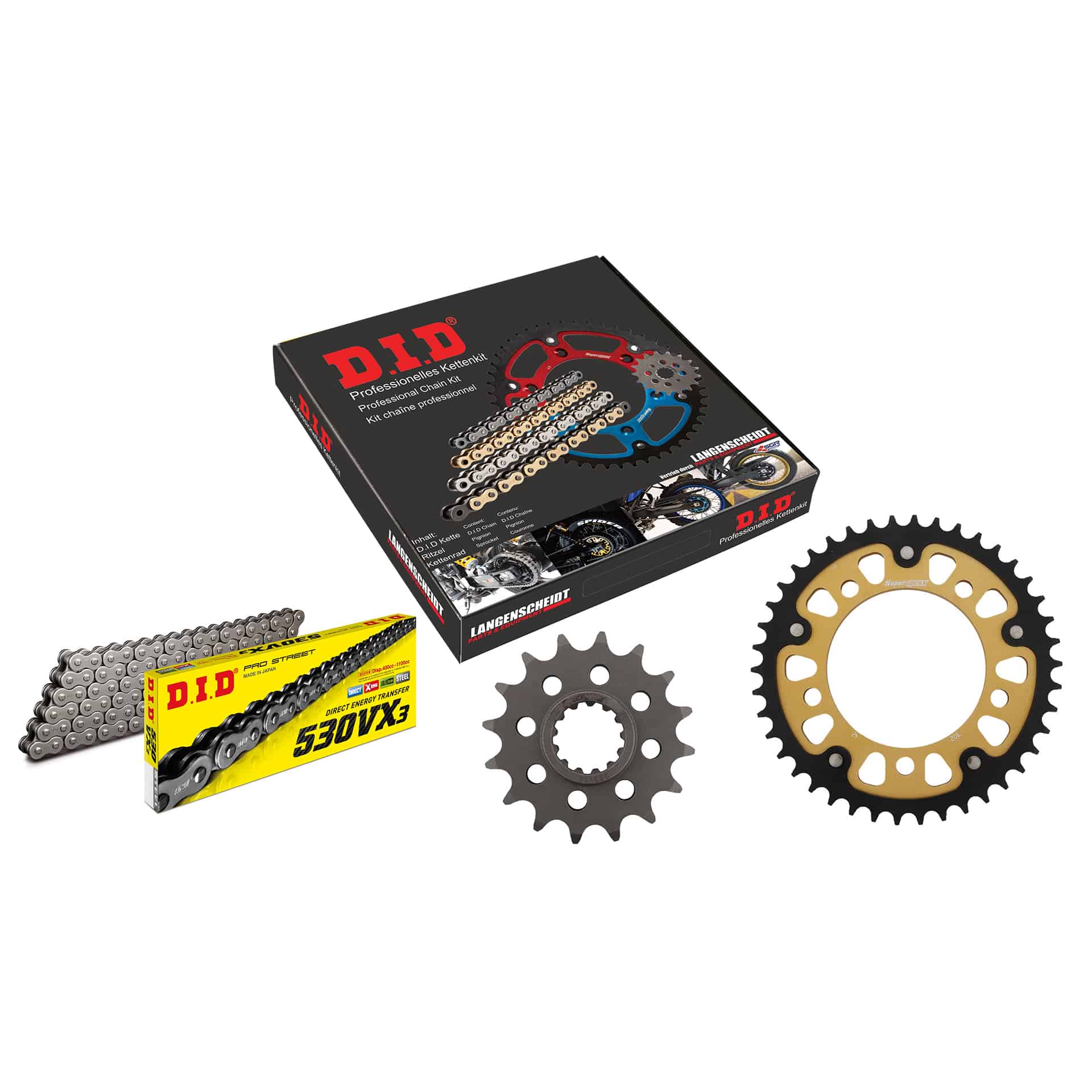 D.I.D. Supersprox Kit cadena Stealth 530VX3 remache X 16/42/108 oro para Honda