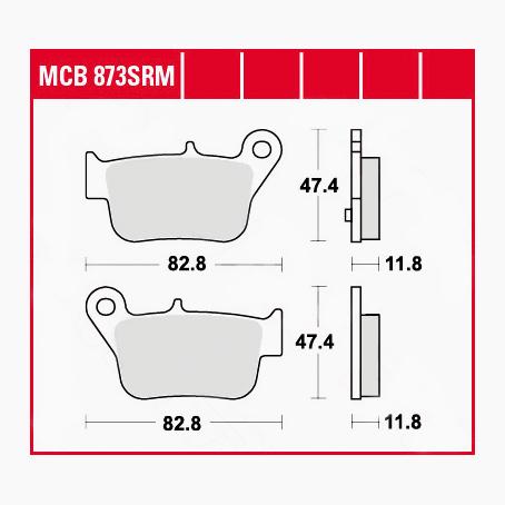 TRW Lucas Bremsbeläge Sintermetall Scooter MCB873SRM 82,8x47,4x11,8mm - Motorradteile & Ersatzteile - Bremsen