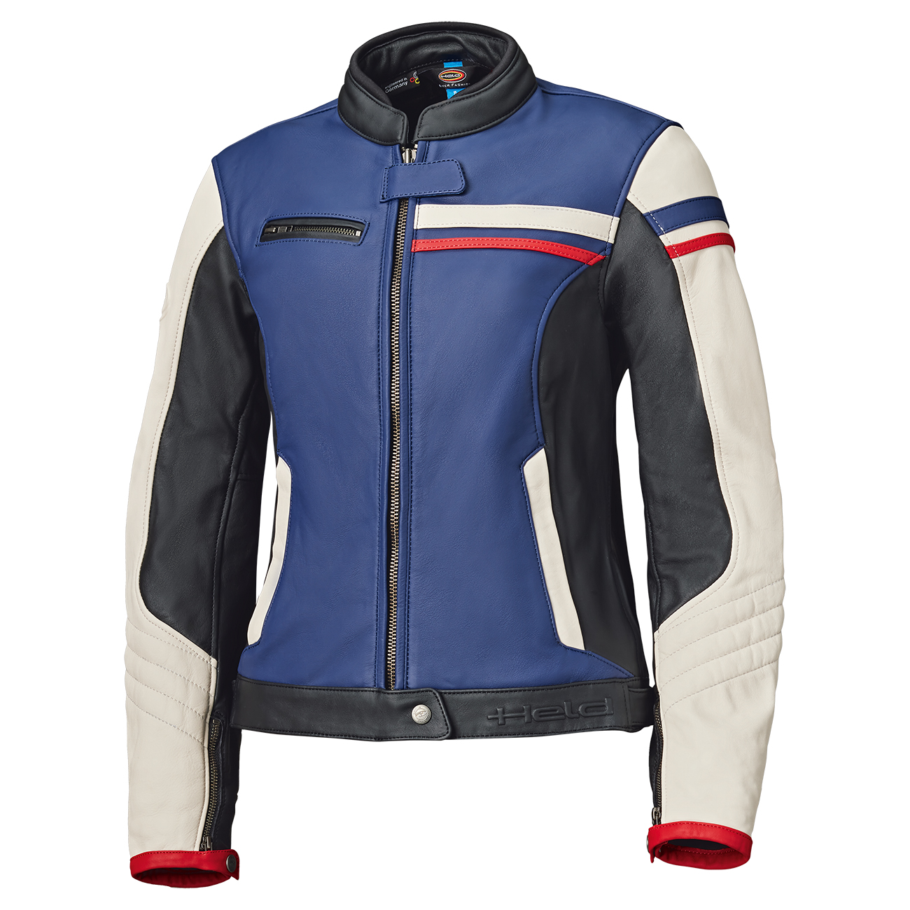 Held-Midway Damen Lederjacke blau/rot/weiß 42-1006441999049408