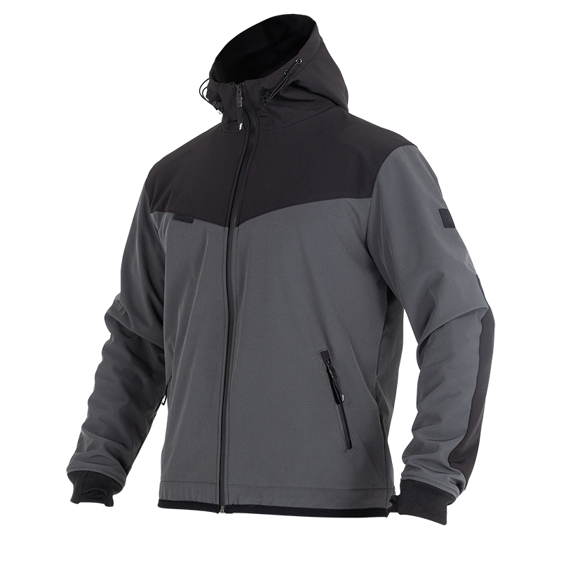 John Doe-XTM Softshell Rip-Stop Hoodie V3 grau/schwarz XS-0001678005058007