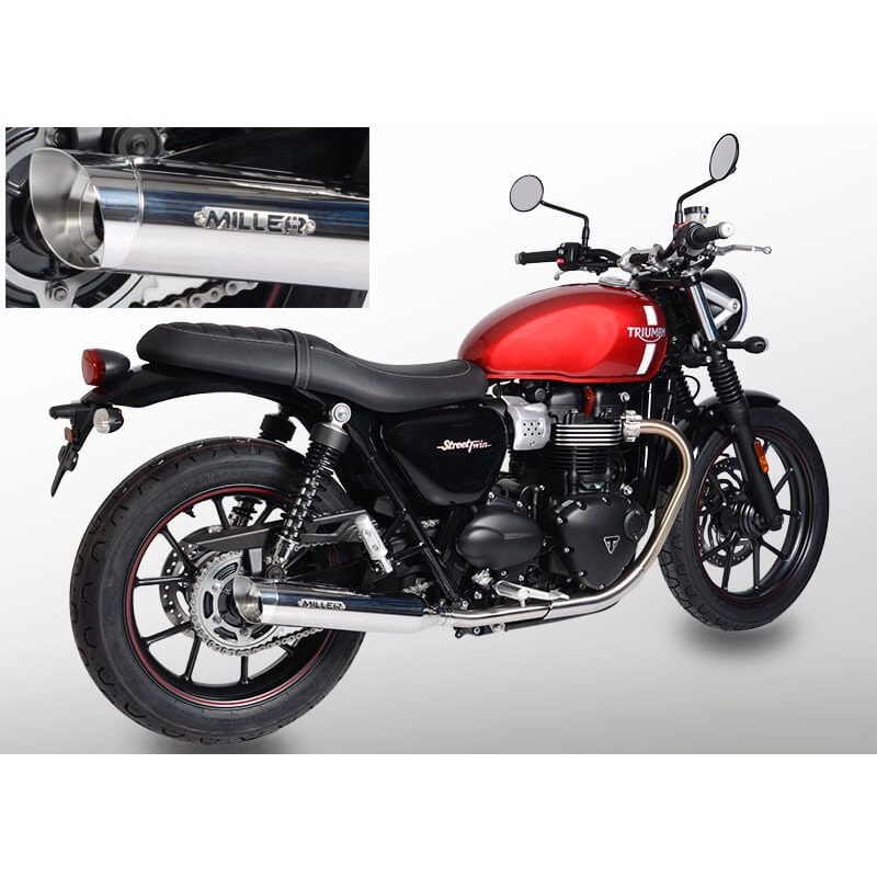 Miller Exhaust Auspuff SlashCut poliert für Triumph Street Twin 2016-2020