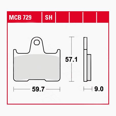 TRW Lucas Bremsbeläge organisch MCB729 59,7x57,1x9mm - Motorradteile & Ersatzteile - Bremsen