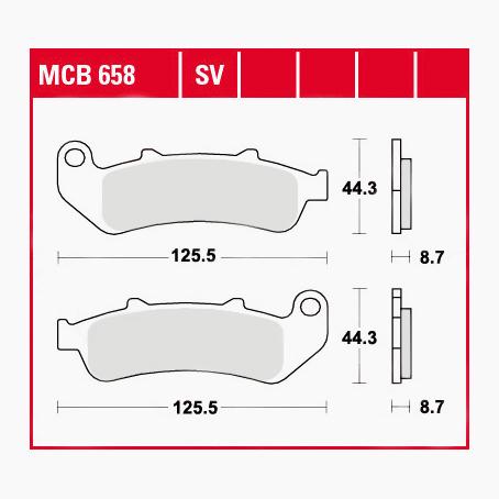 TRW Lucas Bremsbeläge Sintermetall Street MCB658SV 125,5x44,3x8,7mm - Motorradteile & Ersatzteile - Bremsen