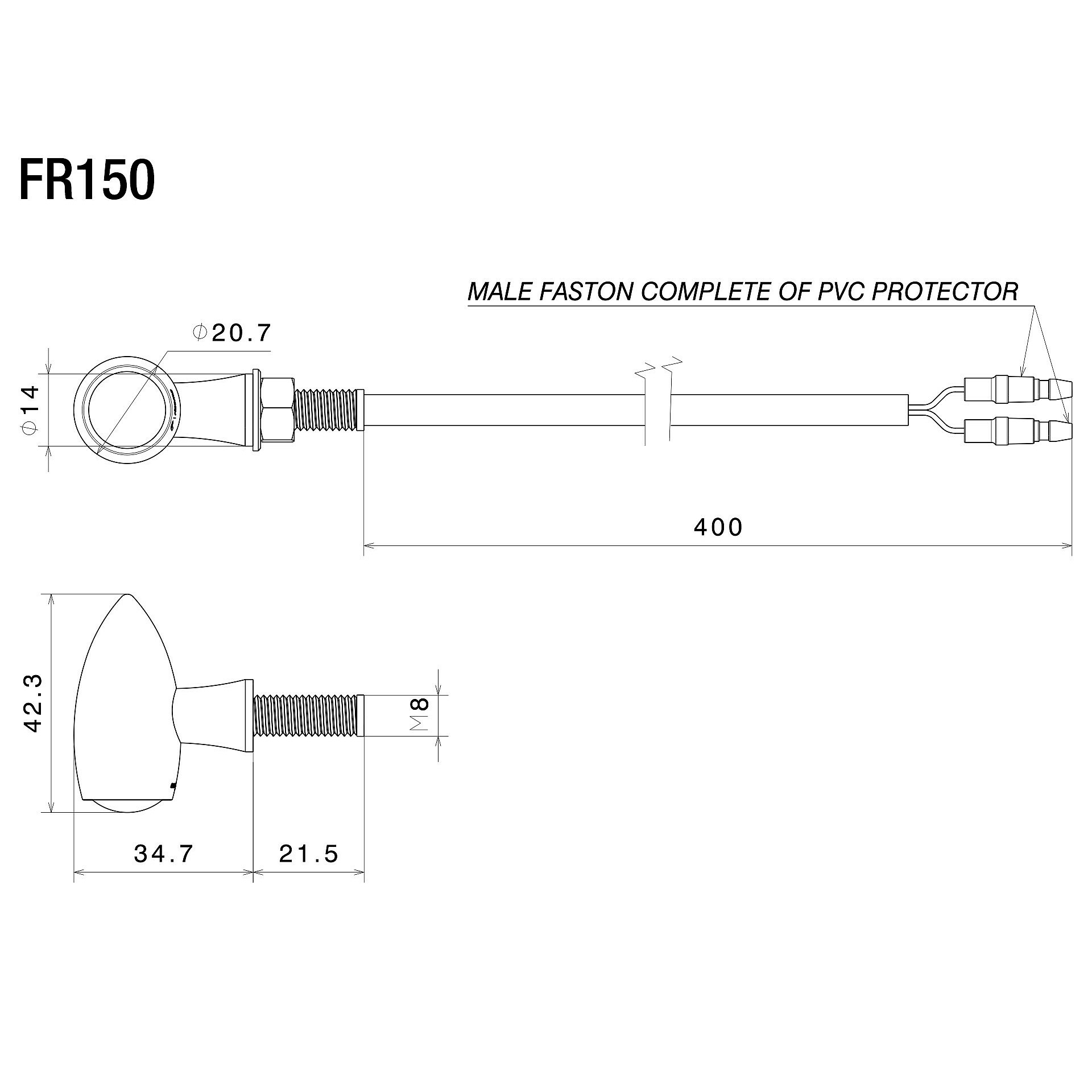 Rizoma-LED Blinker Club Alu M8 Ø21mm-5694761020000000