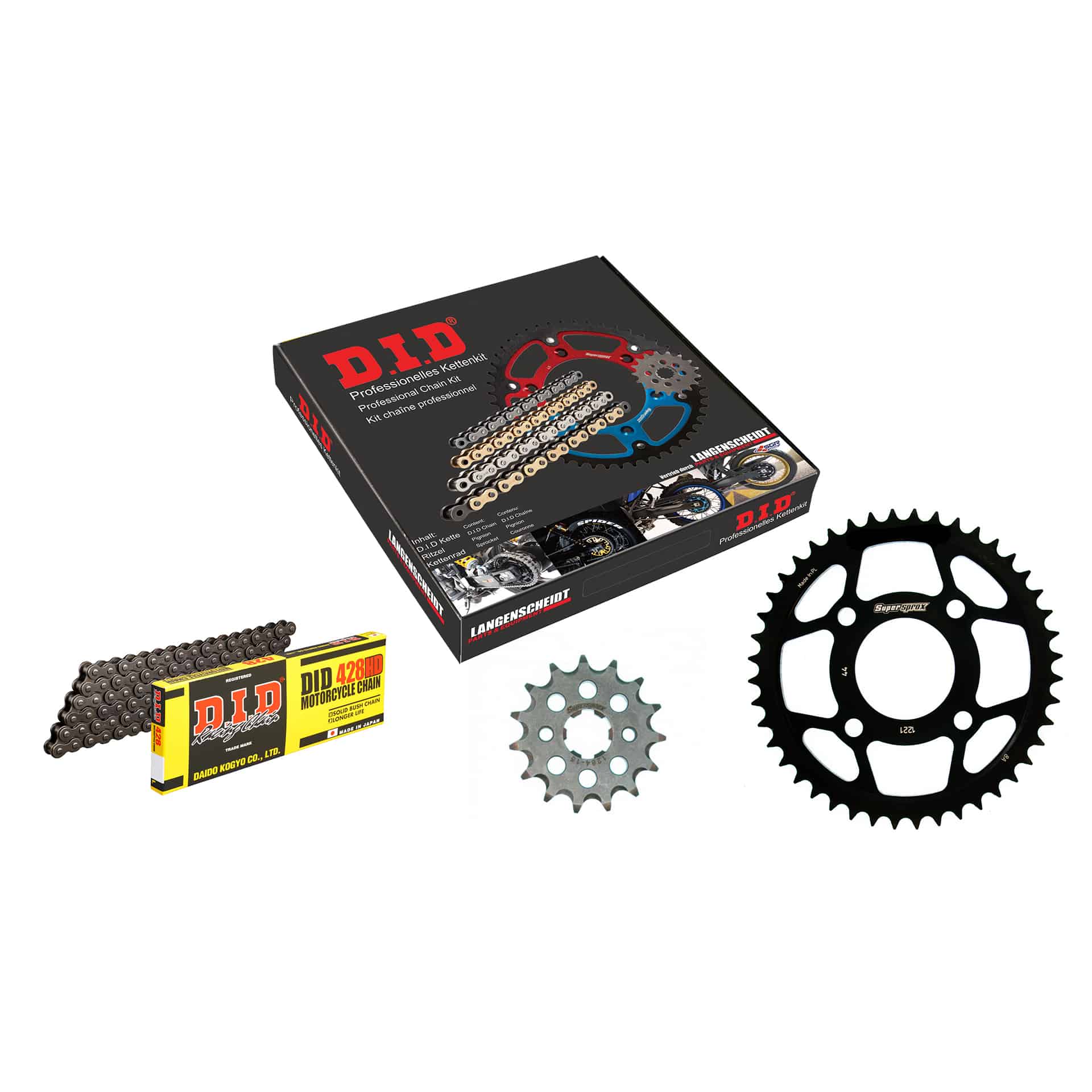 D.I.D. Kettenkit 428HD Clip 15/44/130 für Honda CBR 125 R 2011-2015