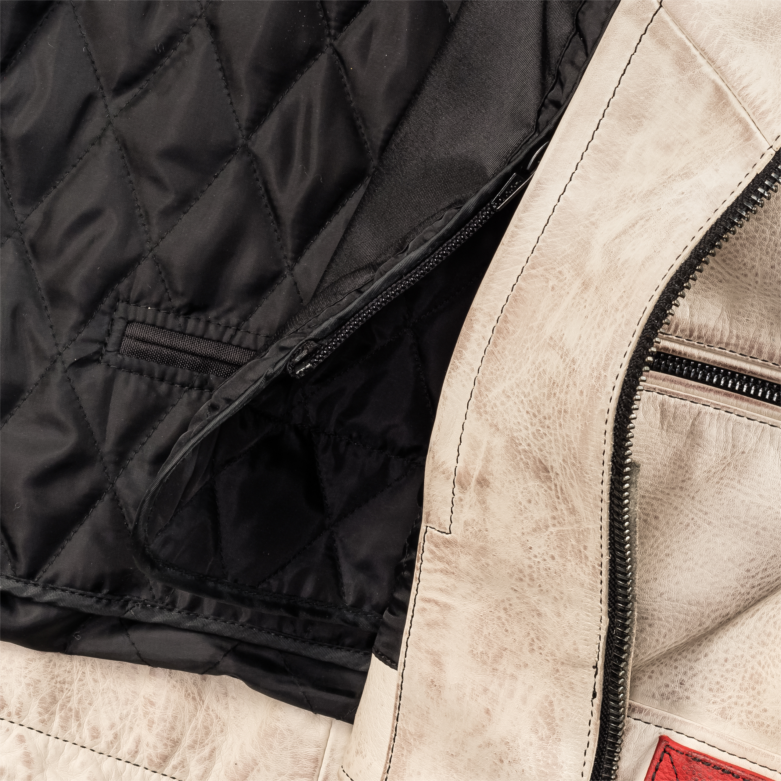 Spirit Motors-Klassik Lederjacke 4.0 weiß/rot/blau L-1005791999005010