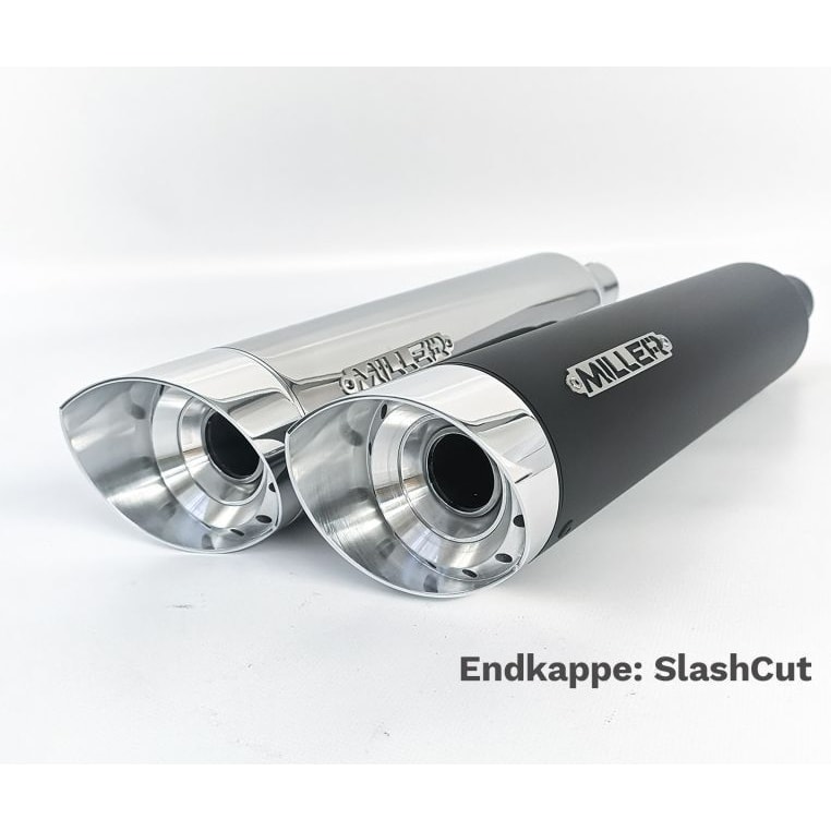 Miller Exhaust Auspuff SlashCut Offset 2-1 poliert für Dyna 2006-2017