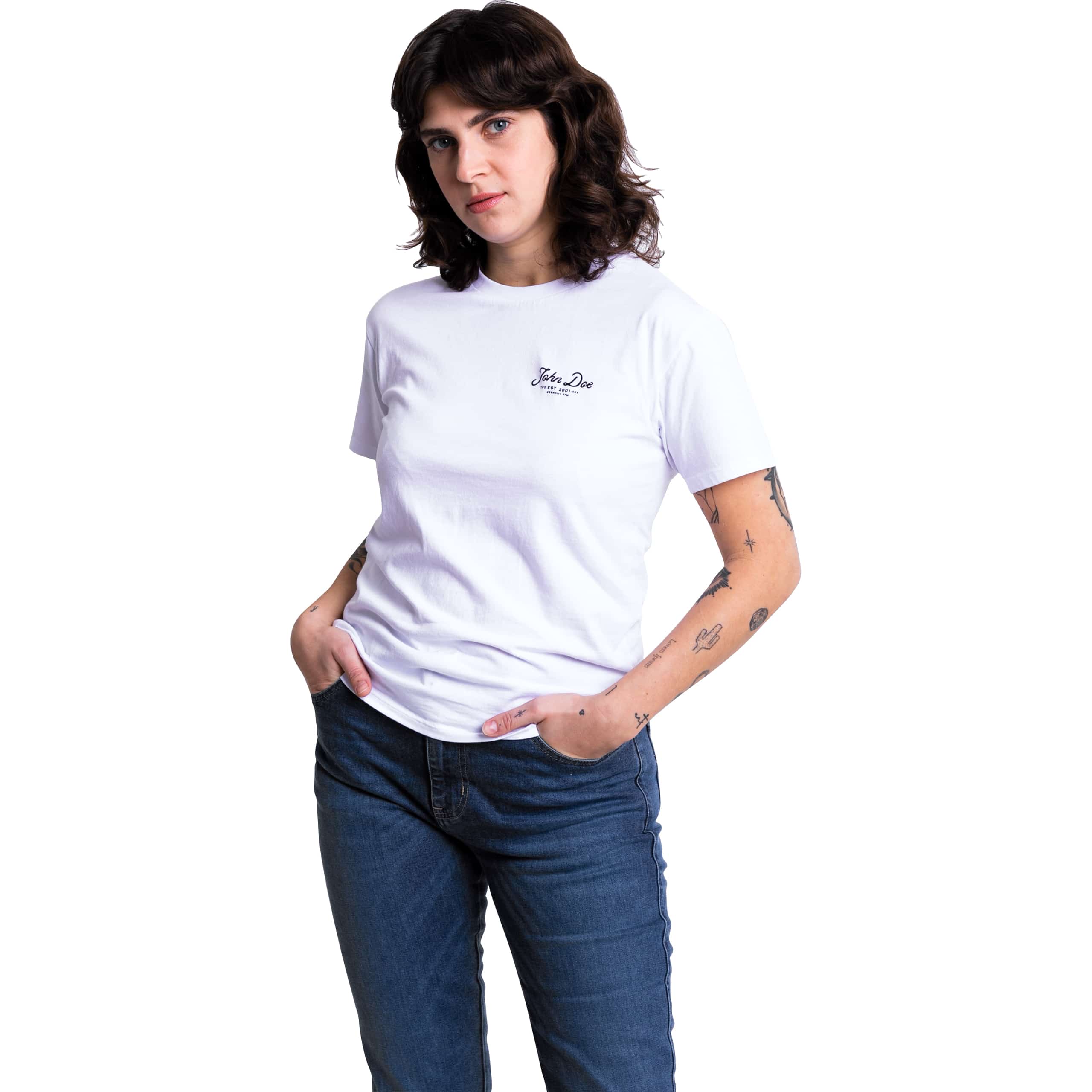 John Doe-T-Shirt Damen JD Lettering weiß-8021331999004