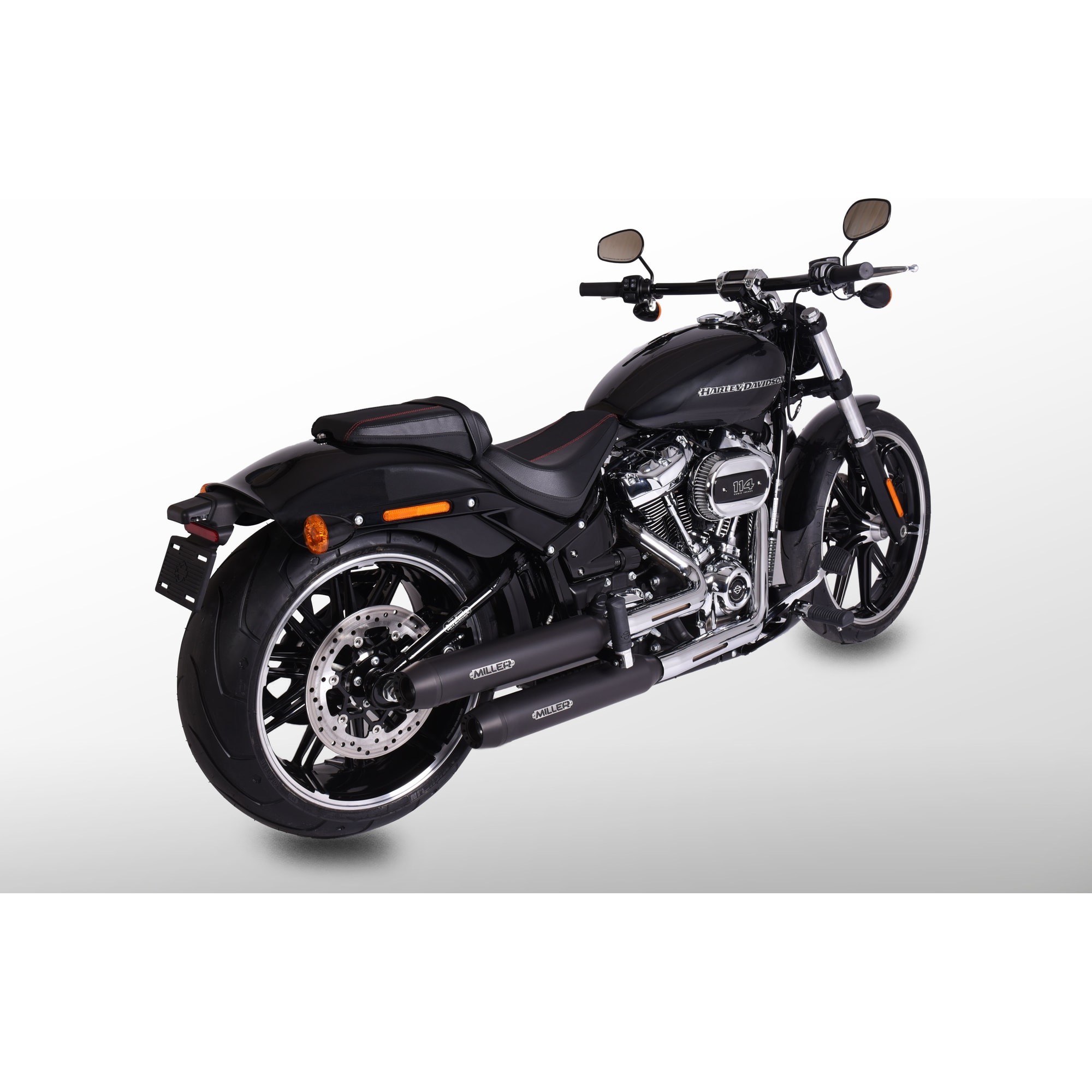 Miller Exhaust Auspuff Paar Tapered schwarz/schwarz für Breakout Euro4 - Motorradteile & Ersatzteile - Auspuff