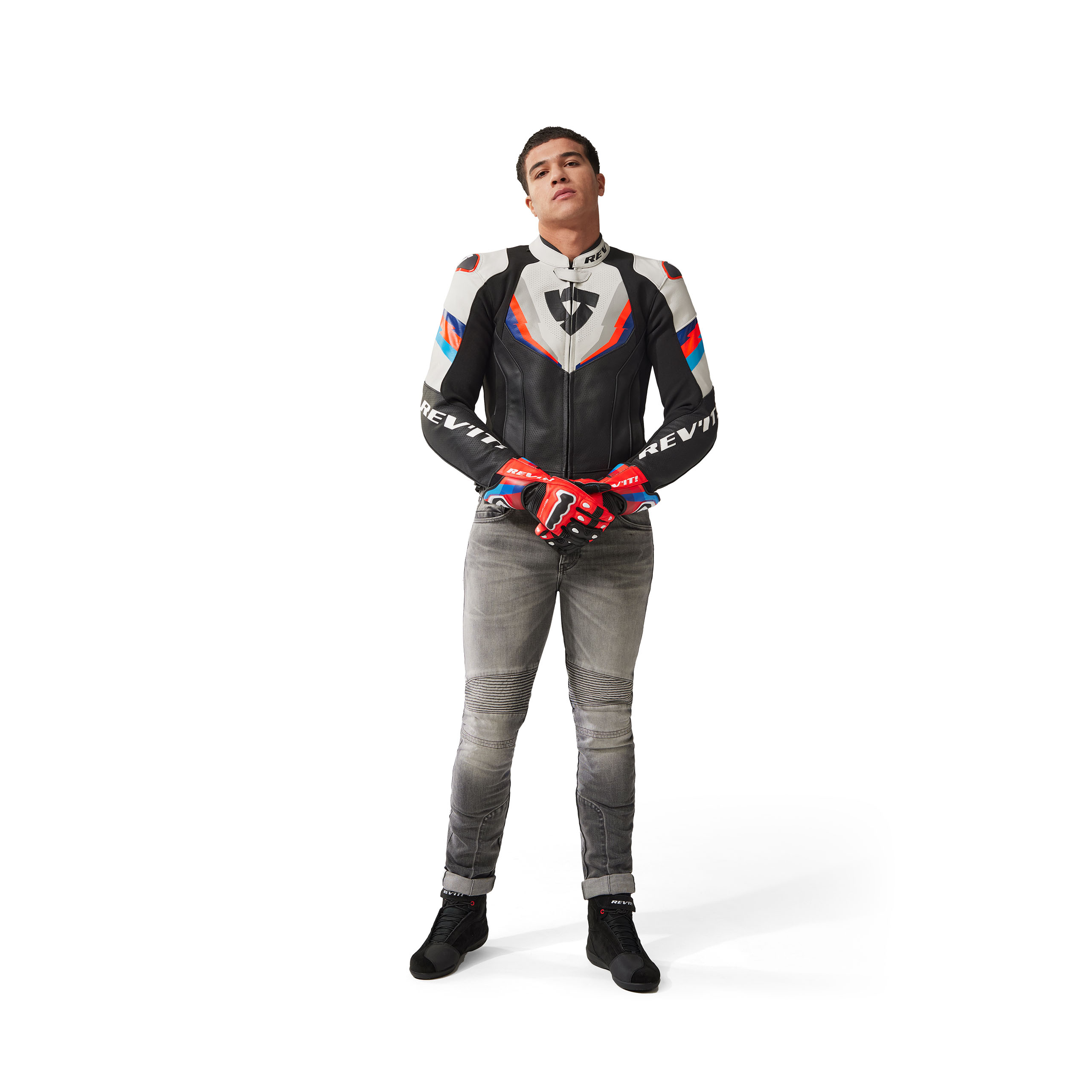 REV'IT!-Quantum 3 Lederjacke schwarz/hellgrau-0000781999081